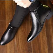 Sepatu Bot Pria Gaya Inggris Vintage Buatan Tangan, Sepatu Bot Inggris Model Chelsea Bertali Tinggi - Hitam - View 6