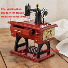 1pc European Vintage Classical Foot Pedal Sewing Machine Table Mechanical Wind-Up Music Box Home Decor Mother's Day Gift Birthday Gift Christmas Gift - 1PC - View 2