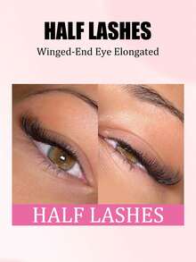 10 Pairs Half-Eye Dense Curly Soft Black Stem Natural Fluffy Faux Mink Eyelashes, Eye-Tail Lengthening, Lightweight Comfortable One-Piece False Eyelashes For Beginners - View 2