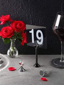 1pc Wedding Season Stainless Steel Silver Table Number Holder, Name Card/Table Number Stand, Party Card Holder, Desktop Name Card Holder, Table Card Holder, Mini Table Card Holder, Short Table Number Holder - Multicolor - View 3