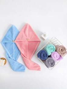 1pc Random Color Thickened Quick-Dry Hair Drying Cap, Super Absorbent - Multicolor - View 1