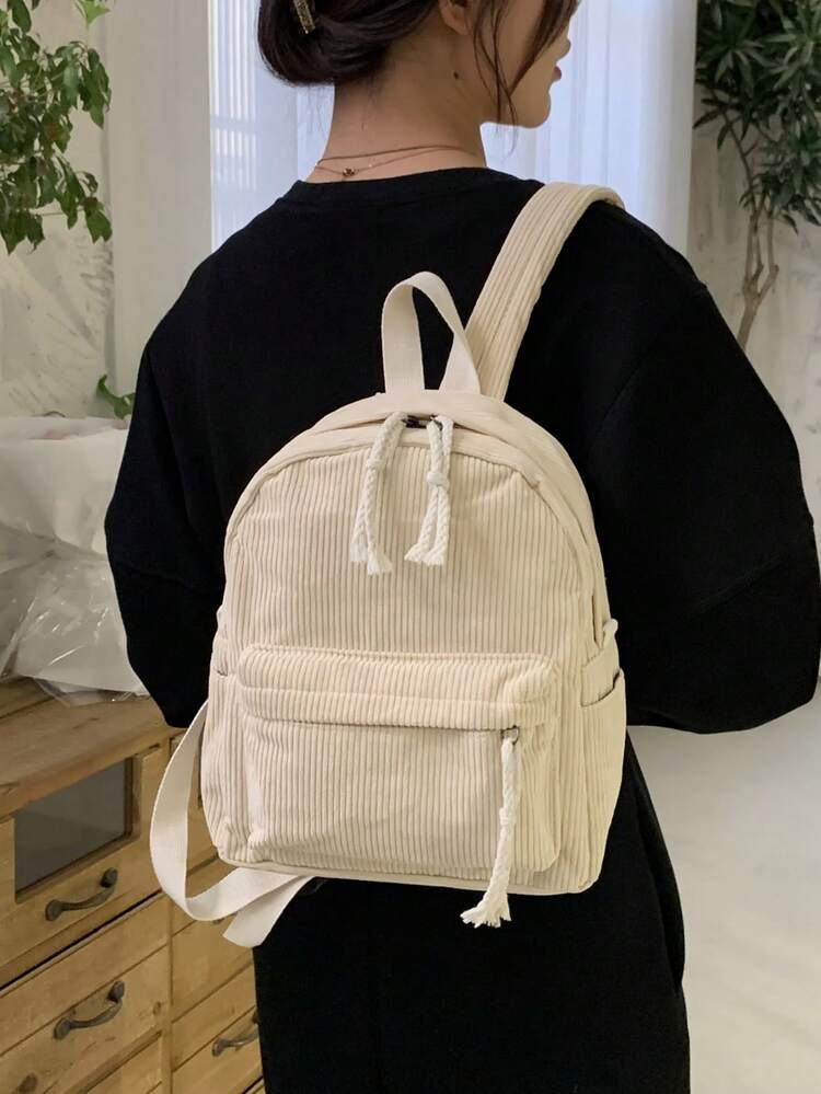 Mochila Estudiantil de Gran Capacidad Estilo Universitario para Mujeres, Adecuada para Escuela Secundaria, Preparatoria, Universidad - Caqui - Añade 2