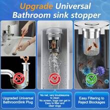 Stainless Steel Pop-Up Sink Drain Filter With A Removable Basket - Suitable For Bathtub/Shower Drain Covers, A Hair Collector To Prevent Clogs, Easy To Replace The Stopper For Clearing Blockages (No Chemicals Needed/Easy To Clean) - A - View 1