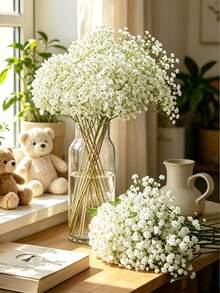 40 piezas/20 piezas/10 piezas/1 pieza Flores artificiales de aliento de bebé blanco, sueltas, adecuadas para decoración del hogar, decoración de mesa, arreglo floral DIY, boda, decoración de jardín, boda, ramo, decoración de jarrón, fiesta del Día de San Valentín, habitación, decoración de sala de estar, decoración de otoño - Blanco - Ver 10