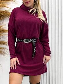 Long-Sleeved Dress By Lanzinha - Burgundy - View 2