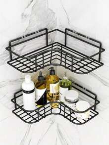 1 pieza Estante de baño, organizador de ducha, estante de almacenamiento triangular sin taladro para baño y cocina, estante de almacenamiento de baño sin taladro, adecuado para almacenar champú, jabón y cosméticos. - Estantes - Ver 4