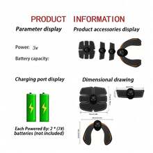 EMS Hip Muscle Stimulator Fitness Lifting Buttock Abdominal Arms Legs Body Massage With Gel Pads - Black - View 7