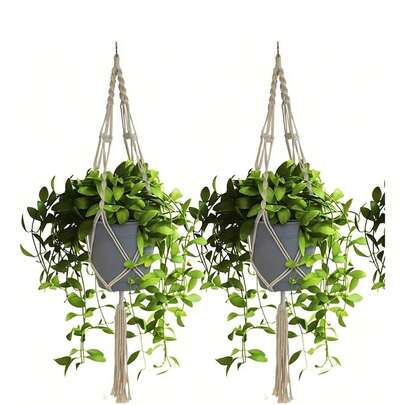 Cotton-Woven Hanging Plant Pot For Indoor And Outdoor Decoration