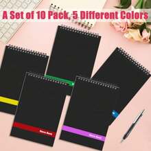10 Pack Top Spiral Notebooks, 6" X 9" Mini Spiral Steno Pads White Paper Gregg Rule, 80 Sheets Steno Notebooks With Black Covers For School, University, College, Office, Home - one-size - View 4