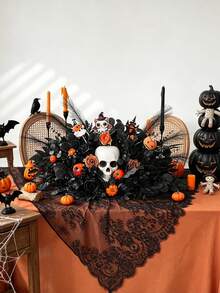 20/4pcs Halloween Black Artificial Branches, Halloween Artificial Pine Tree Flowers, Black Artificial Eucalyptus Branches With Leaves, Halloween Artificial Eucalyptus Flowers, For DIY Vase Bouquet, Gothic Home Style, Room Decor, Autumn Decor - Multicolor - View 2