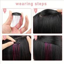 12pcs Seamless Hair Extensions Laser Gold Shiny Colorful Ribbon Straight Hair Pieces Dyed Faux Colorful Hair Decoration - View 7