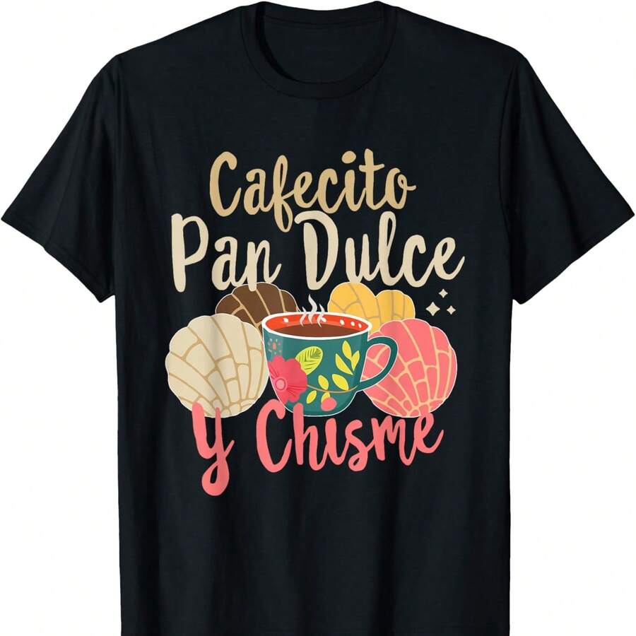 HI1SPAnic MexiC1An Concha Coffee C1Afecito Pan Dulce y ChiS1Me T1S1Hirt - Negro - Ver 1