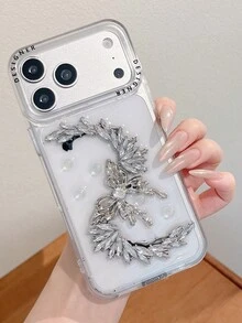 2026新款奢華水鑽翅膀蝴蝶手機殼，適用於 17、16、15 Pro Max、14 Pro、13，全包覆保護殼，適合女性 - 無色 - 查看 7