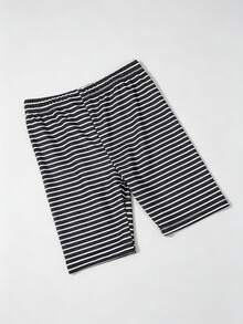 4pcs Girls' Thin Vertical Striped Cropped Leggings, Soft & Comfortable Minimalist All-Match Daily Wear, Spring & Autumn - Multicolor - View 5