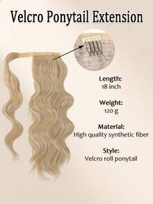 Synthetic Ponytail Extension, 18" Wrap Around Ponytail Hair Extensions Wavy Curly Clip In Pony Tails Hairpieces For Women, Halloween - Multicolor - View 3
