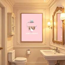 1 Stück minimalistisches "Don't Panic" Toilettenpapier Leinwand Wandkunst, zartrosa lustiges Badezimmer Dekor Poster, ungerahmter moderner vertikaler Leinwanddruck, ästhetische Heimwanddekoration für Badezimmer Toilette Schlafzimmer westlicher Stil Raumdekoration, ideales Geschenk zum Einzug - Verschiedenfarbig - Übersicht 6
