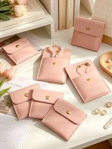 1/5/10pcs Faux Leather Jewelry Bags With Snap Closure - Luxury Gift Bags, Jewelry Packaging Bags, Jewelry Gift Bags, Wedding Birthday Return Gift Candy Bags, Suitable For Earrings, Necklaces, Bracelets And Rings Storage - Color - View 5