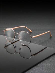 1 Paar Herren-Brille mit Metallrahmen, rund, akademischer Stil, minimalistisch, bequem, neutral, intellektuelle Modebrille, geeignet für Debattierwettbewerbe, Lesekreise und Studentenorganisationen - Transparent - Übersicht 14