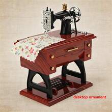 1pc European Vintage Classical Foot Pedal Sewing Machine Table Mechanical Wind-Up Music Box Home Decor Mother's Day Gift Birthday Gift Christmas Gift - 1PC - View 4