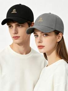 2pcs/Set All-Season Large Head Circumference Minimalist Mountain Line & Sun Pattern Baseball Caps, Fashionable Simple Brim Duck Tongue Caps - A - View 2