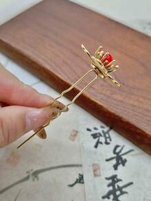 Blue Glazed Small Flower Hair Pin U-Shaped Hair Stick For Commuting Updo Hairstyles, Floral Hanfu Hair Pin, New Chinese Style Hair Accessory,Bun Extension - Multicolor - View 8