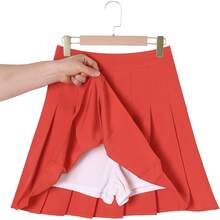 Hoerev - Falda Corta Plisada de Cintura Alta para Mujer y niña - Cintura elástica gris - Ver 2