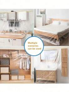 Cubierta multiusos a prueba de polvo, a prueba de viento, a prueba de insectos para otoño/invierno - Protección impermeable para muebles durante la renovación y limpieza - Película de polietileno transparente inodora - Multicolor - View 2