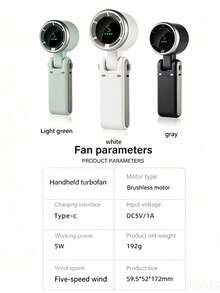 1 pièce Ventilateur portable à main Turbo, Ventilateur à main 3-en-1, Ventilateur de cou, Ventilateur électrique pliable, Refroidisseur d'air, Ventilateur de poche rechargeable alimenté par batterie 3600 mAh avec cordon, Convient pour les sports de plein air, le camping, l'école, l'utilisation au bureau en été - Ordinateur de poche - Voir 9