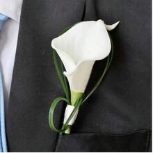 Men's Wedding Boutonniere, Artificial Horseshoe Flower Wedding Groom & Groomsman Boutonniere, Suitable For Wedding Ceremony, Anniversary, Formal Dinner Party - White a - View 13