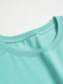 Men's Short-Sleeved T-Shirt With Round Neck And Letter Print Design, Summer Fashion. - 淡青色 - 查看 4