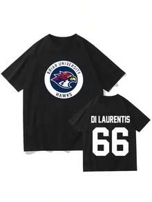 Summer Fashion T-Shirt Made Of Pure Cotton, Y2K Style, 1 Piece, Off-Campus TV Series T-Shirt Graham 44 22 Design T-Shirts DI LAURENTIS 66 Tucker46 Pr - Black - View 1