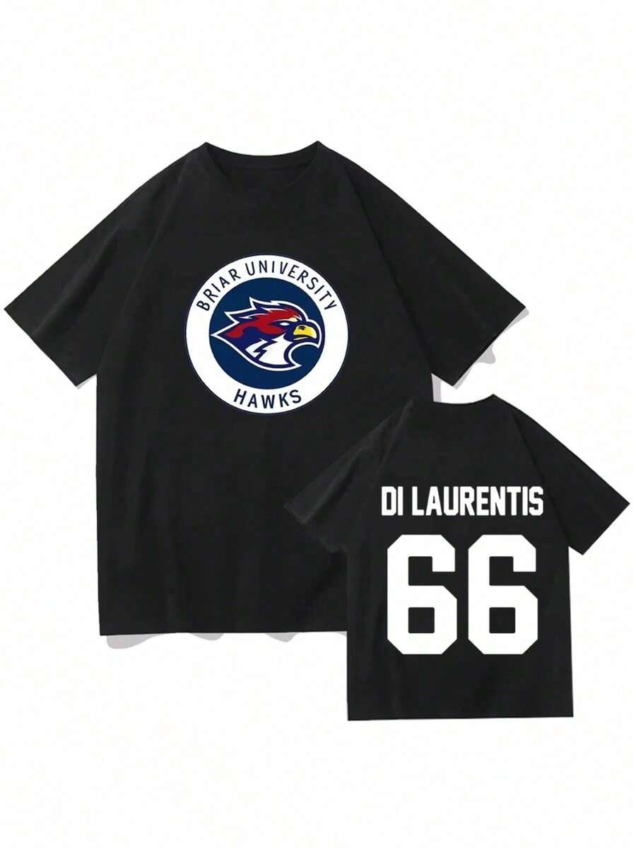 Summer Fashion T-Shirt Made Of Pure Cotton, Y2K Style, 1 Piece, Off-Campus TV Series T-Shirt Graham 44 22 Design T-Shirts DI LAURENTIS 66 Tucker46 Pr - Black - View 1