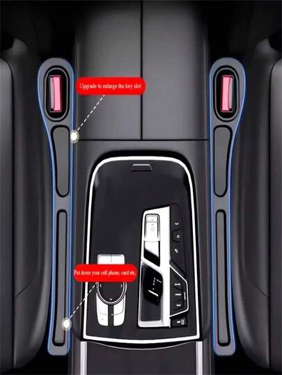 2pcs Car Seat Gap Filler Storage Box, Dual Slot Design, Durable Leak-Proof Material, Can Store Keys, Phone, Cards, Coins, Reduce Seat Friction Noise, Elegant Car Interior Decoration, Holiday Gift