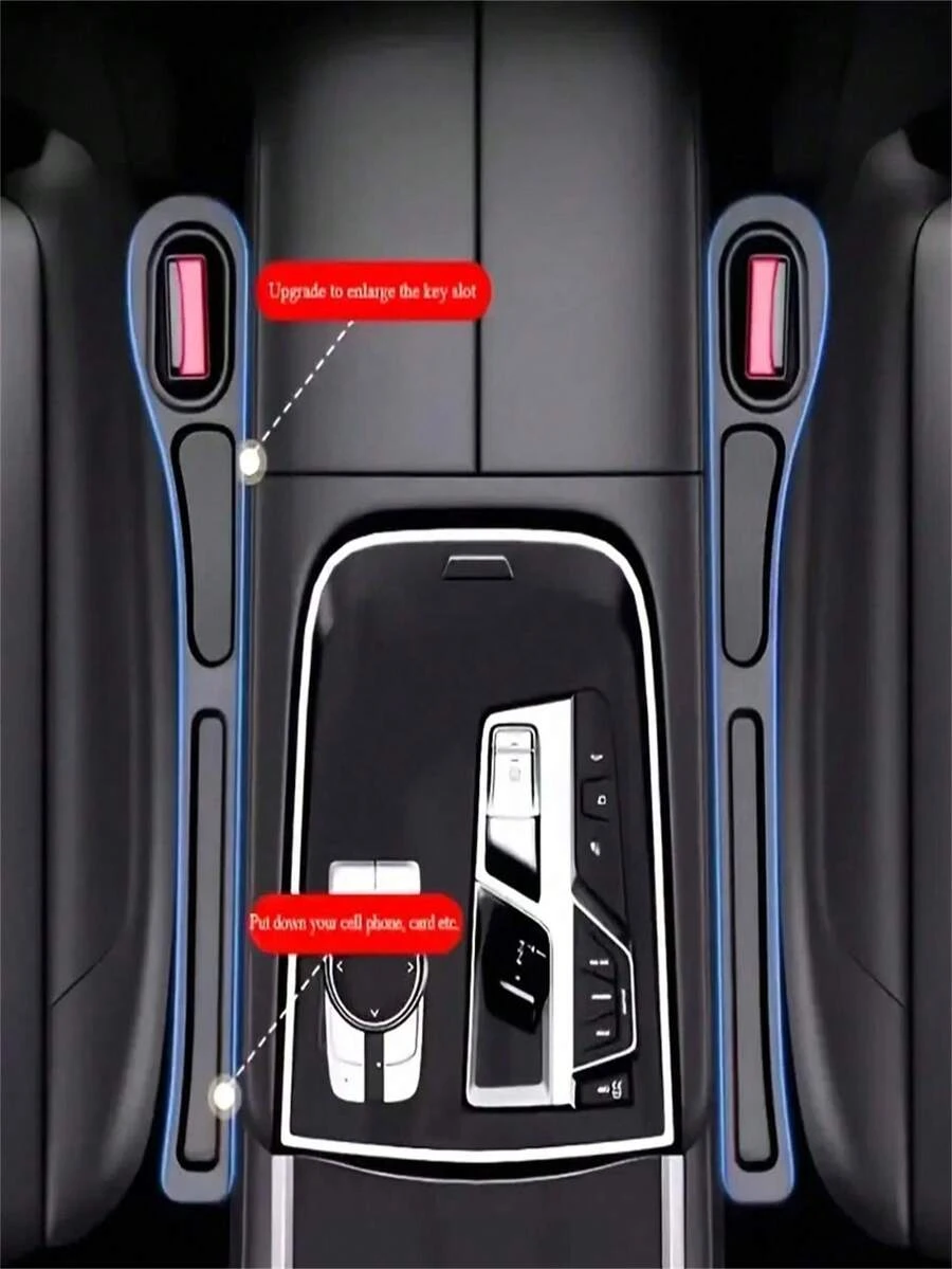 2pcs Car Seat Gap Filler Storage Box, Dual Slot Design, Durable Leak-Proof Material, Can Store Keys, Phone, Cards, Coins, Reduce Seat Friction Noise, Elegant Car Interior Decoration, Holiday Gift - A - View 1