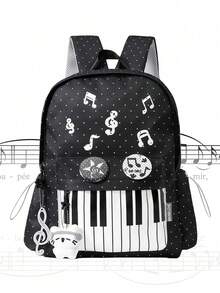 Mochila Casual Versátil, Impermeable y Portátil para Viajes al Aire Libre - En blanco y negro - Ver 2