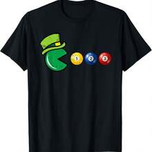 Billiard Pool St Patricks Day Retro Game T-Shirt - Black - View 11