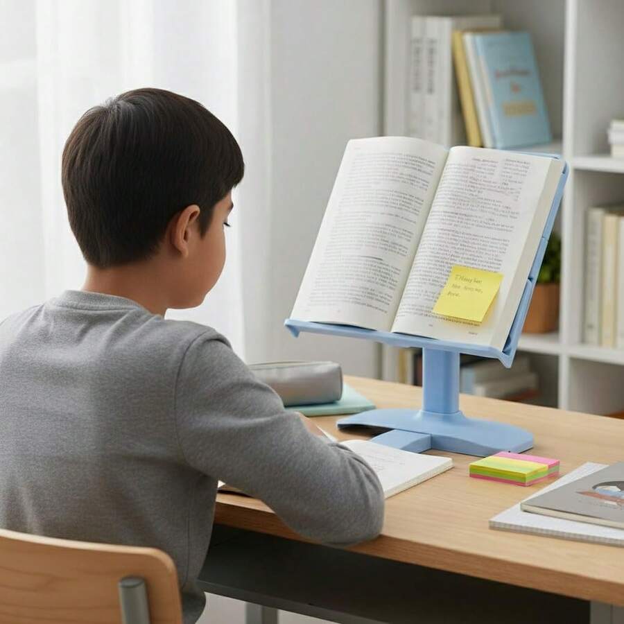 1pc Multifunctional Adjustable Height Reading Stand, Student Reading & Learning Bookshelf, Simple Adjustable Reading Aid, Suitable For Reading & Learning, Eye Protection, Cervical Comfort, Reading Book Clip, Book Holder, Book Support Stand - A - View 1