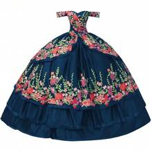 Vestidos de quinceañera con bordado floral con hombros descubiertos y temática mexicana, vestido de baile para mujer 2023 - Amarillo - Ver 13