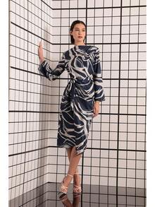 Donna Morgan Vestido Cruzado Midi de Manga Larga Vestido de cóctel para Mujer - Negro, crema (black/Cream) - Ver 6