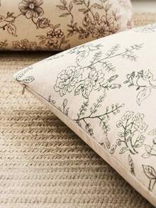 1 Stück eleganter floraler olivgrüner Kissenbezug, dekorativer Kissenbezug im Landhausstil, Akzentkissenbezug für Sofa, Schlafzimmer, Wohnzimmer, Studentenwohnheim, Heimdekoration - Olivgrün - Übersicht 4