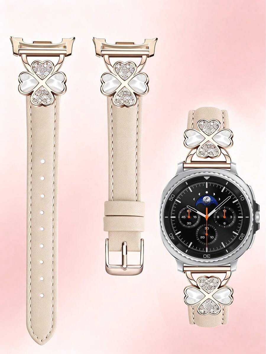 1件星光配色星光款適用於 Galaxy Watch 8 40mm 44mm女款/男款微纖維錶帶，鑲嵌人造鋯石時尚金屬扣替換腕帶，超薄舒適防汗，適合4.3至6.5英吋腕圍，優雅時尚錶帶，適用於商務/約會/婚禮/派對/日常穿戴，送給她的可愛禮物，智慧錶帶替換配件