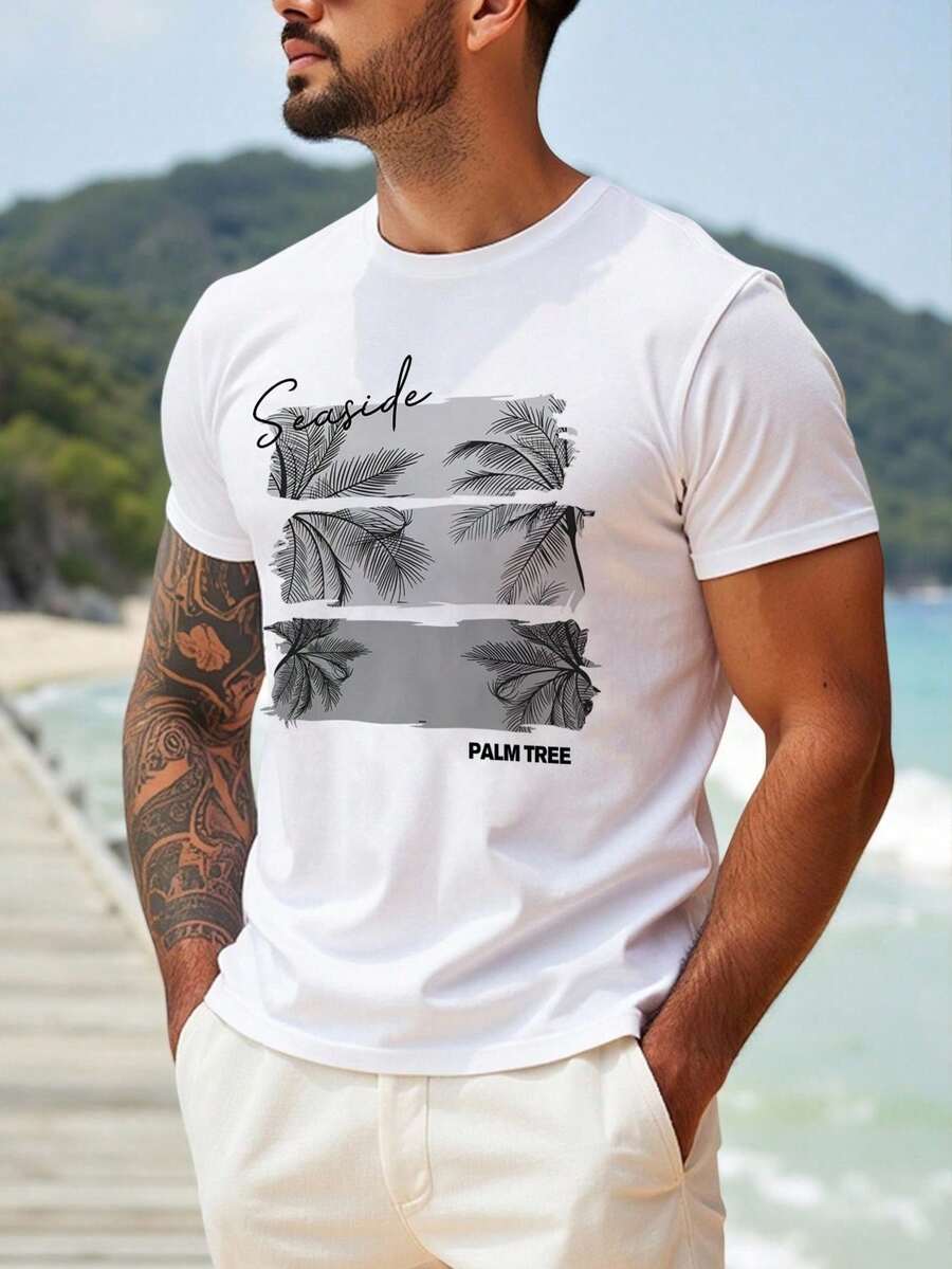 VIVINTIMO Men's Fabric American Vintage Hand-Painted Graffiti White Crew Neck T-Shirt, Original Graffiti American Vintage Short Sleeves, Comfortable F - Weiss 2 - View 1