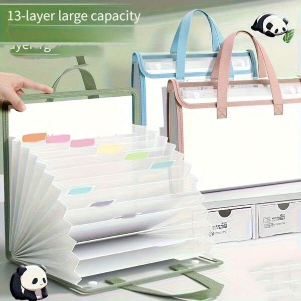 Este Carpeta de Archivo Portátil Expandible Estilo Acordeón con 13 Bolsillos, Adecuado para Sobres Tamaño A4, Cajas de Almacenamiento de Documentos, Bolsas de Archivo, Organizadores, Ideal para Uso en el Hogar, la Escuela y la Oficina
