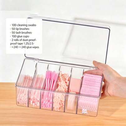 Caja de Almacenamiento y Extensión de Pestañas Transparente y Portátil con Tapa - Ideal para Técnicos, Productos de Belleza, Organizador de Maquillaje