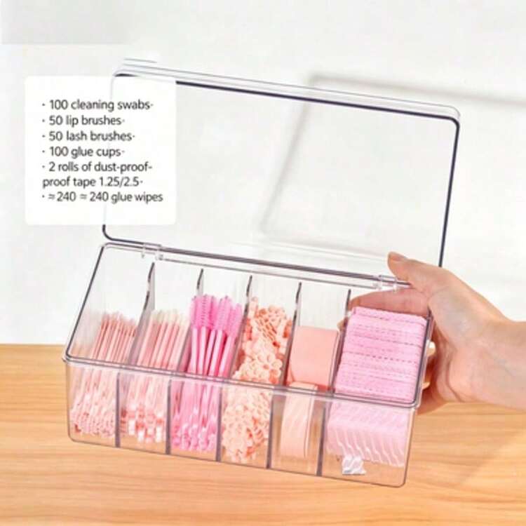 Kotak Penyimpanan dan Perlengkapan Ekstensi Bulu Mata Portabel Transparan dengan Tutup - Untuk Teknisi, Ideal untuk Produk Kecantikan, Pengatur Riasan - Purple - View 10