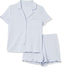 Essentials Mujer Conjunto de Pijama de algodón Modal con Cuello de Muesca (Disponible en Tallas Grandes) - Gris Mezcla - Ver 5