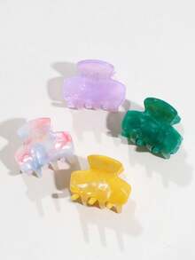 4pcs Fashionable Versatile Casual Acetate Mini Hair Claw Clips - Multicolor - View 2