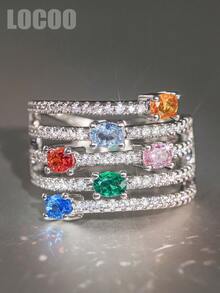 1 pièce Bague charmante en zircone cubique, convient aux femmes, convient pour le mariage, les fiançailles, l'anniversaire, le cadeau de la Saint-Valentin - 1# - Voir 2