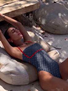 Polovedo Spring/Summer New Casual Sexy Elegant Women's Blue & White Star Print One-Piece Swimsuit, Suitable For Beach Vacation, Party, Dating - Multicolor - View 3