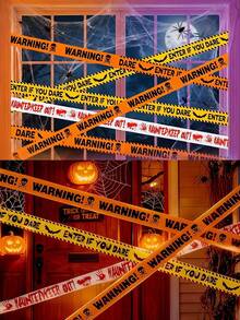 3 Rolls 5m Halloween Horror Warning Tape, Pirate Print Horror Caution Line, Suitable For Horror Zombie Party Outdoor Crime Scene Decoration, Holiday Supplies, Indoor Decoration, Outdoor Decoration, Halloween Party Decoration Supplies - Halloween Mix - View 7